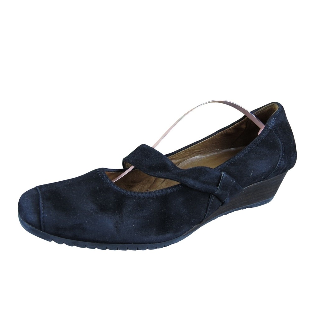 Paul Green Women 10 US 7.5 UK Black Suede Mary Jane Wedge Heel Comfort‎ Shoes